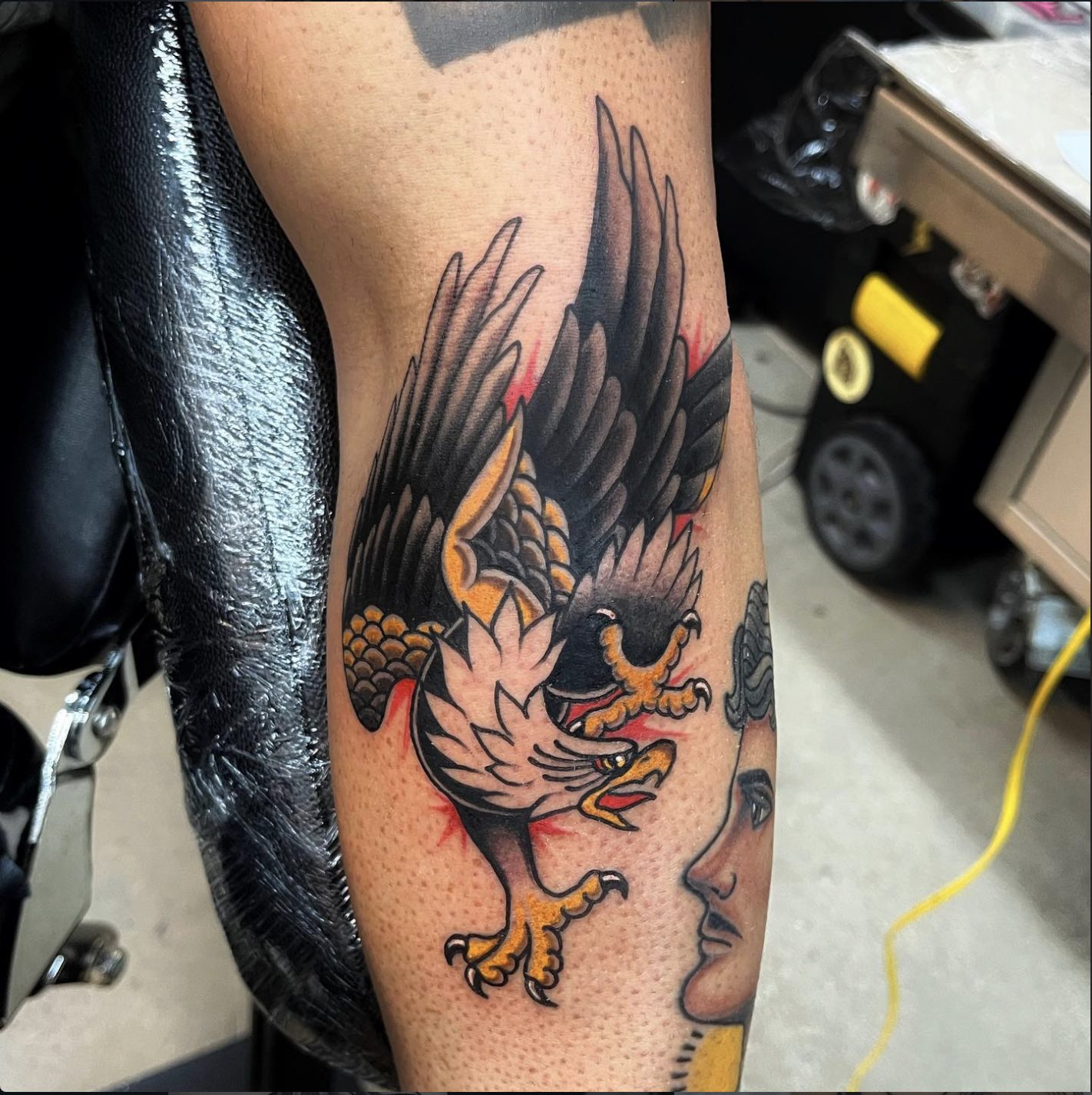 American traditional eagle tattoo in color by Danny Mac